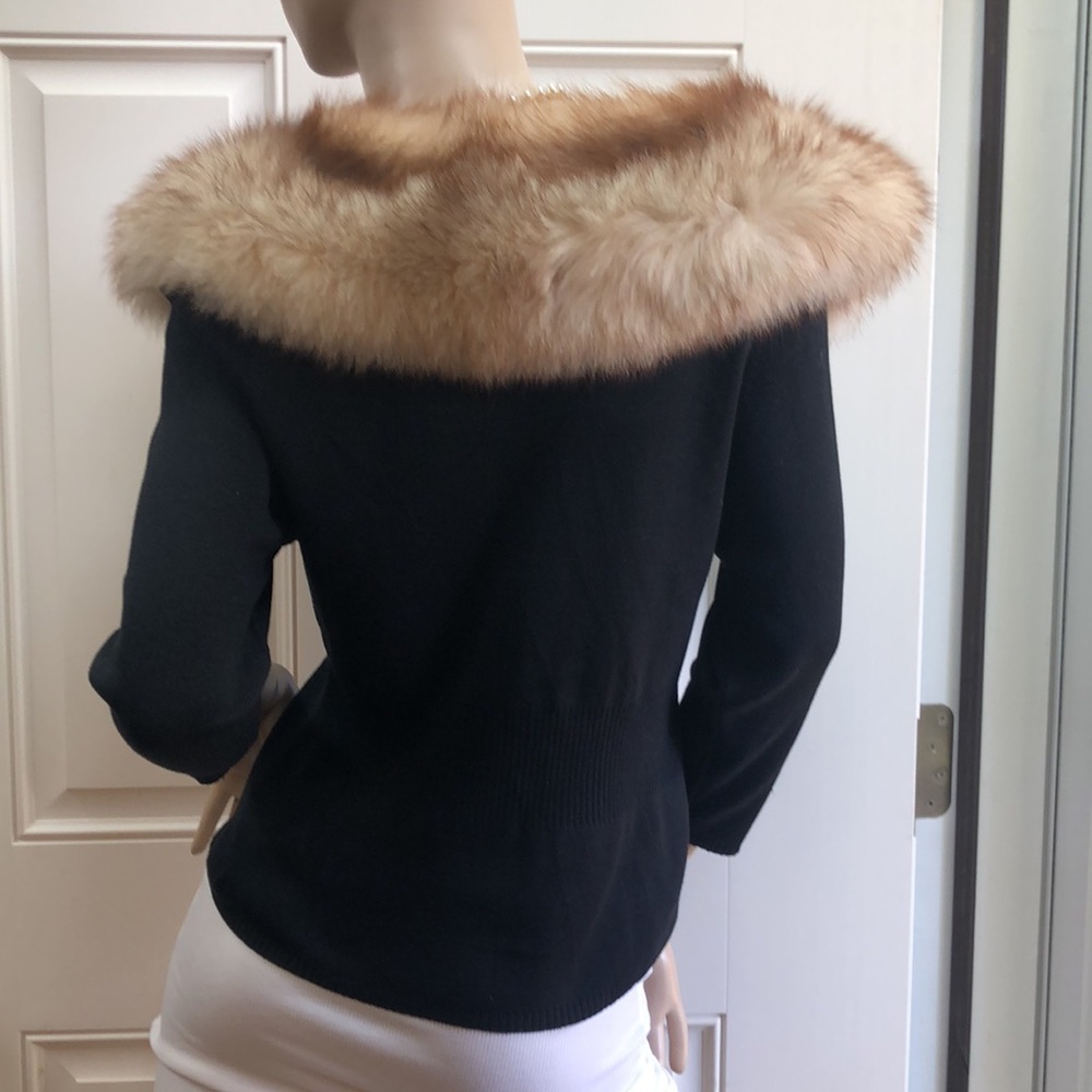 Willi Smith Fur Collar Silk Sweater M - Picture 11 of 14